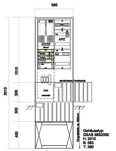 GSAB Elektrotechnik Zähleranschlußsäule AVACON (1Zähler ohne TSG) Zäh#09.00.1P11APZRfZ