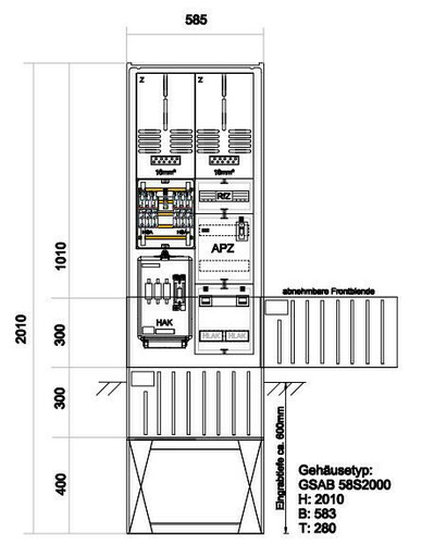 GSAB Elektrotechnik Zähleranschlußsäule Westnetz (2Zähler Zäh#22.00.1P21APZRfZ