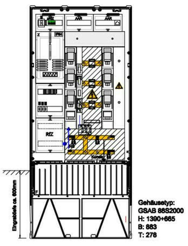 GSAB Elektrotechnik Wandlermessung Westnetz 250A mit Zähler-K#22.W250.88S