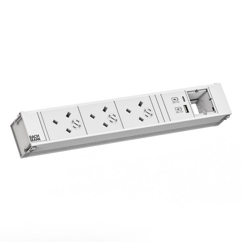 Bachmann Steckdosenleiste CONI 3xUK 45° 1xUSB A/C22 912.718 Bachmann Steckdosenleiste CONI 3xUK 45° 1xUSB A/C22 912.718