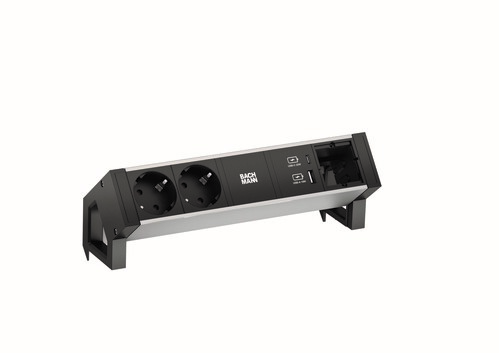 Bachmann Steckdosenleiste DESK2 ALU BLACK 937.304