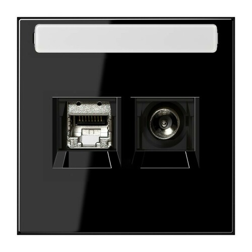 Jung Smart-TV-Anschlussdose 2-fach Schriftfeld, schwarz MMD LS 4521 SW