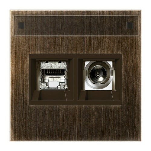 Jung Smart-TV-Anschlussdose 2-fach Schriftfeld,MS antik MMD ME 4521 AT