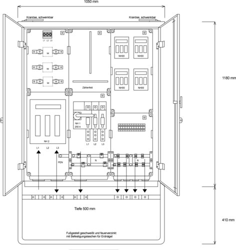Steidele-Stromvert. Anschluss-Schrank A 250/4