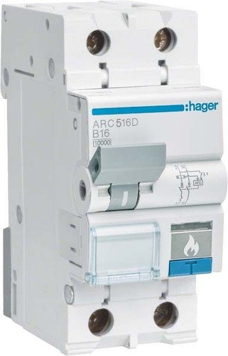 Hager Fehlerlichtbogen-Schutz AFDD m.LS 1P+N 10kA ARC510D Hager Fehlerlichtbogen-Schutz AFDD m.LS 1P+N 10kA ARC510D