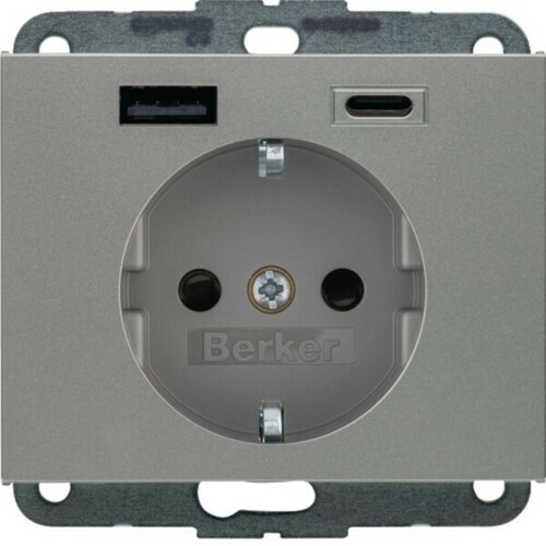Berker Steckdose AC 20W PD K.x edelst. matt, lack. 48147004 Berker Steckdose AC 20W PD K.x edelst. matt, lack. 48147004