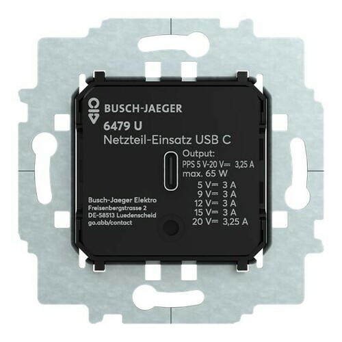 Busch-Jaeger USB-Netzteil-Einsatz USB C schwarz 6479 U Busch-Jaeger USB-Netzteil-Einsatz USB C schwarz 6479 U