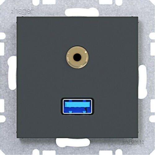 Hager USB/35mm Audio Steckd. Ax/Cx ant mt lack WAF4381AT Hager USB/35mm Audio Steckd. Ax/Cx ant mt lack WAF4381AT