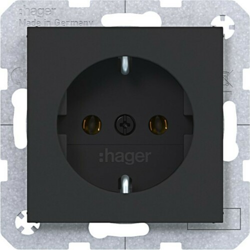 Hager Std. SCHUKO Schr.-Liftkl. Ax/Cx schwarz matt WAS1300BM Hager Std. SCHUKO Schr.-Liftkl. Ax/Cx schwarz matt WAS1300BM