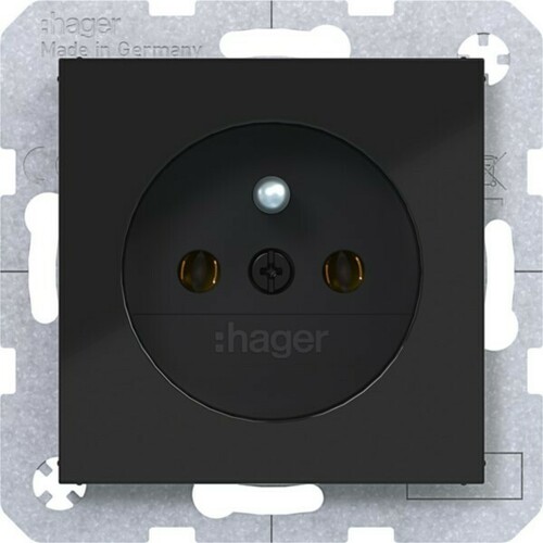Hager Steckd. m. Schutzk.st. SK Ax/Cx schwarz gl WAS1500BG Hager Steckd. m. Schutzk.st. SK Ax/Cx schwarz gl WAS1500BG