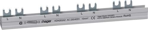 Hager Phasenschiene 2P Gabelans. 10mm² KDN263AZ
