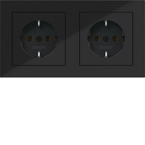 Hager SD SCHUKO 2-fach m. RA verdr. A.1 schwarz gl WAS2123BG Hager SD SCHUKO 2-fach m. RA verdr. A.1 schwarz gl WAS2123BG