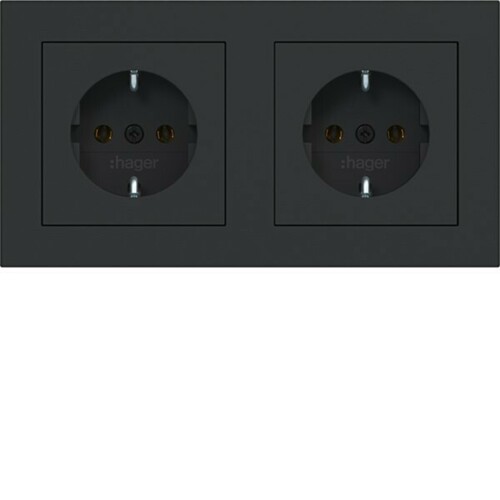 Hager SD SCHUKO 2-fach m. RA verdr. A.1 schwarz matt WAS2123BM Hager SD SCHUKO 2-fach m. RA verdr. A.1 schwarz matt WAS2123BM
