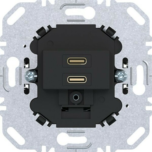 Hager Ladesteckdose USB C 2-fach PD schwarz matt WAS4155BM Hager Ladesteckdose USB C 2-fach PD schwarz matt WAS4155BM
