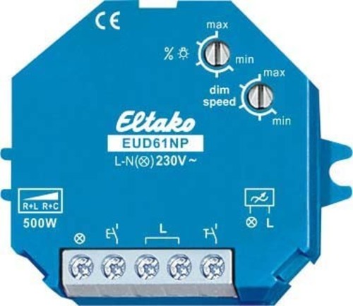 Eltako Universal-Dimmschalter ohne N f.R+L+C-Last. EUD61NP-230V