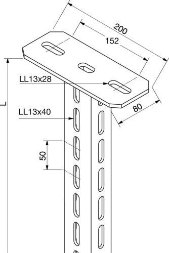 Rico Hängestiel U60x40 600mm lg. 16A9-600