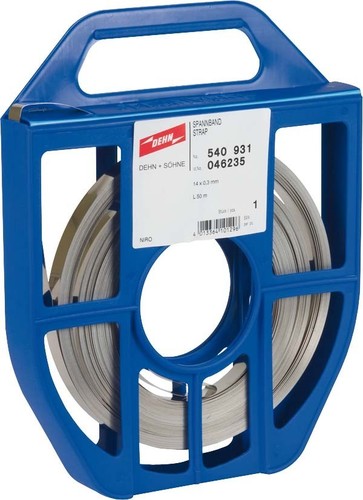 DEHN Spannband m. Abrollbox 14x0,3mm L50m NIRO SPB14X03L50MV2A