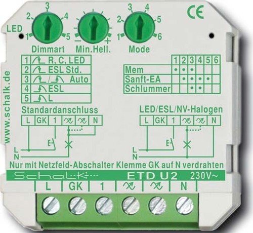 Schalk Universal-Tastdimmer UP 230VAC 0-500VA ETD U2