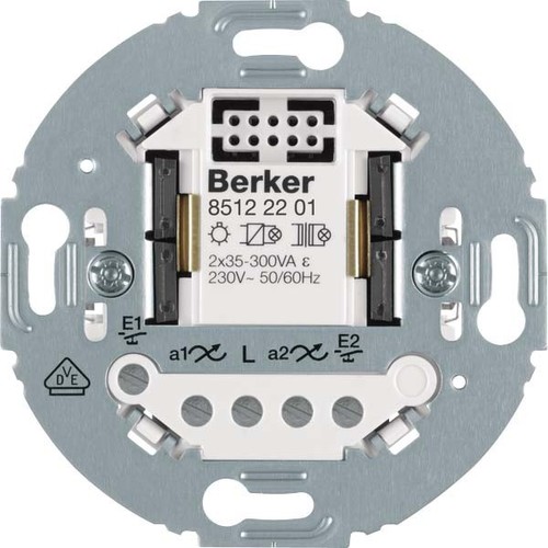 Berker Universal-Schalteinsatz 2-fach 2-Draht Tragring rd. 85122201