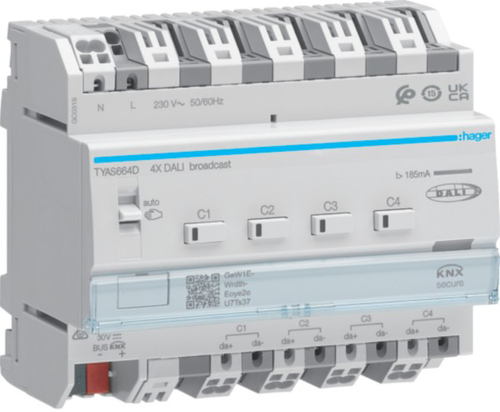 Hager DALI Aktor 4-fach KNX Secure Broadcast TYAS664D
