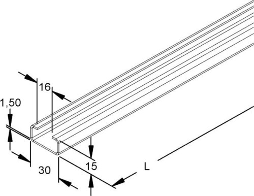 Rico C-Schiene 30x15x3000mm 17F2-3000-C