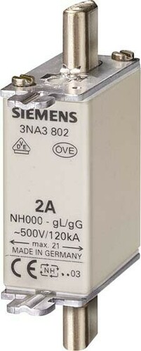 Siemens Dig.Industr. NH-Sicherungseinsatz G000 6A 500AC/250VDC 3NA3801
