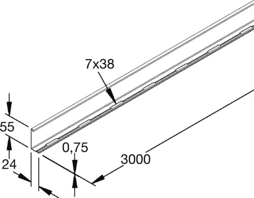 Rico Trennsteg H=55mm,3000mm lang 161W13-A
