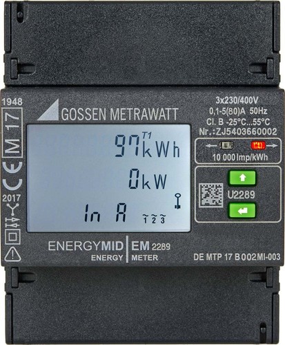 Gossen Metrawatt Energiezähler 5(80)A, 4 Leiter EM2289 #U2289-V027 Gossen Metrawatt Energiezähler 5(80)A, 4 Leiter EM2289 #U2289-V027