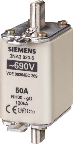 Siemens Dig.Industr. NH-Sicherungseinsatz Gr00 50A,690AC/250DC 3NA3820-6