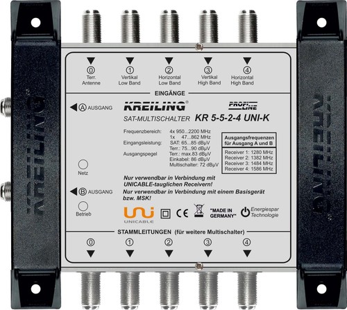 Kreiling Tech. Unicable Multischalter kask,1UNI Ausg.4Rec KR 5-5-2-4 UNI-K