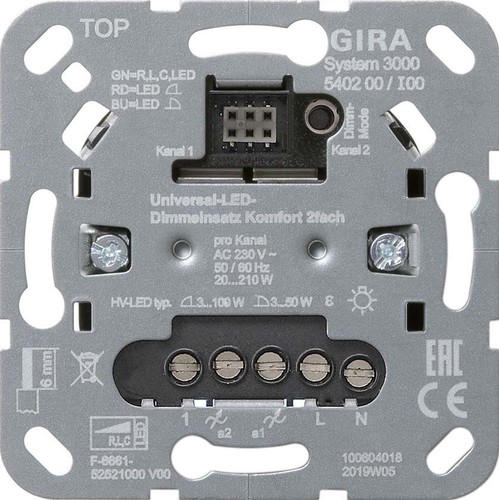 Gira Uni-LED-Dimmeinsatz 2-fach ch S3000 540200
