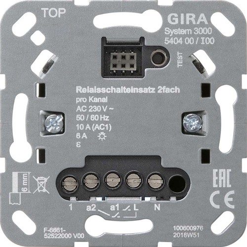 Gira Relaisschalteinsatz 2-fach ch S3000 540400