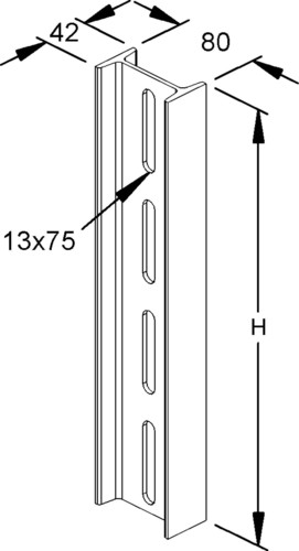 Rico H-Stiel I80 L=800mm o.Kopfplat. 16A1-800