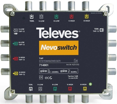 Televes Abzweiger 5-fach Guß 12 dB NEVO AZS512G