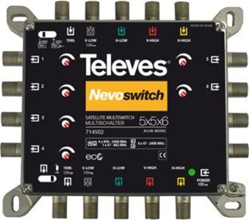Televes Multischalter 5 in 6 Guß NEVO recpower kask. MS56C
