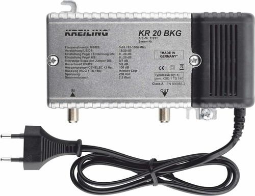 Kreiling Tech. BK-Verstärker 20dB 18dB Rückweg 0-65MHz KR 20 BKG