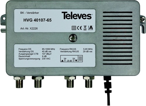 Televes BK-Verstärker Guß 40dB 5-1006MHz RK 28dB HVG40107-65