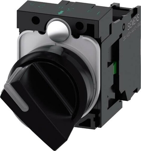 Siemens Dig.Industr. Knebelschalter beleuchtbar,22mm, schwarz 3SU1100-2BF10-1BA0