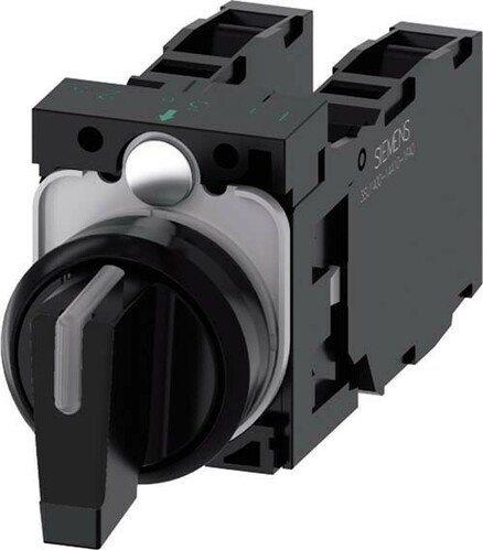 Siemens Dig.Industr. Knebelschalter beleuchtbar,22mm, schwarz 3SU1100-2BL10-1NA0