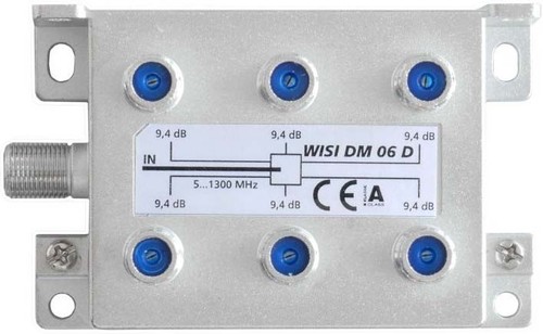 Wisi Verteiler 6f. 5-1300MHz 9,4dB Cl.A DM 06 D