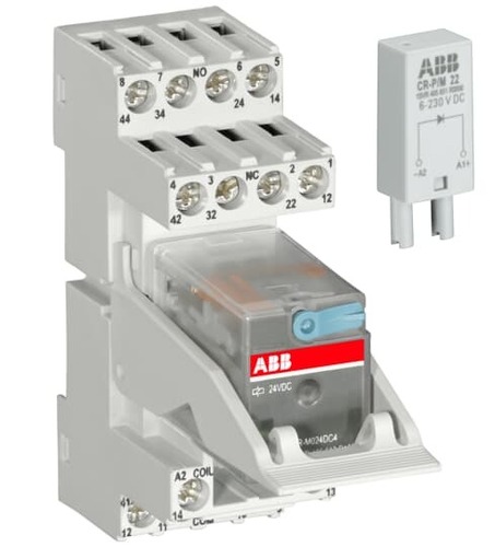 ABB Stotz S&J Interface-Relais komplett mit Sockel CR-M024DC4LGLC22