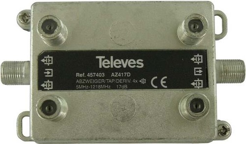 Televes Abzweiger 4-fach 17dB, 5-1218MHz AZ417D