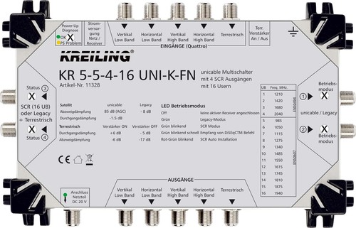Kreiling Tech. Unicable Multischalter 4SCR Ausg.16 User KR 5-5-4-16 UNI-K-FN