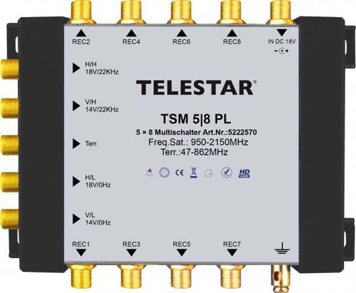 Telestar Multischalter m.Netzteil,8 Teiln. TSM5/8