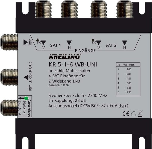 Kreiling Tech. Unicable Multischalter 4SAT Eing/1UniAusg. KR 5-1-6 WB-UNI