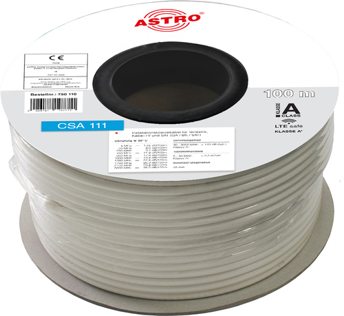 Astro Strobel Koax-Kabel Class-A+,weiss CSA 111 R100 ECA