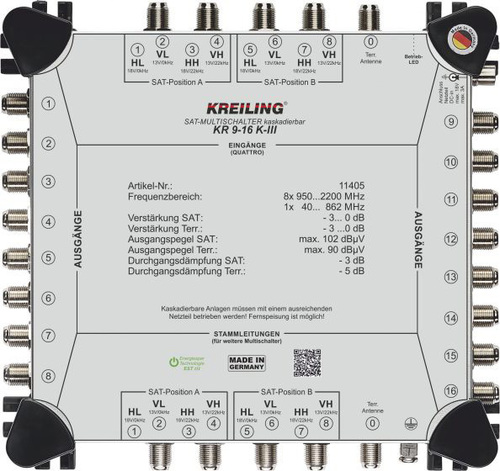 Kreiling Tech. Kaskaden-Multischalter 8+1 Eing, 16 TN KR 9-16 K-III