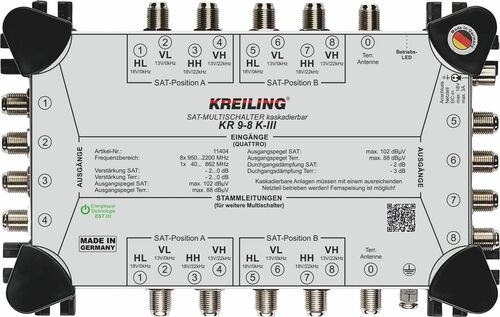 Kreiling Tech. Kaskaden-Multischalter 8+1 Eing, 8 TN KR 9-8 K-III