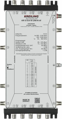 Kreiling Tech. Unicable Kaskaden-MS 8 Ausg. je 16 User KR 5-5-8-16 UNI-KIII