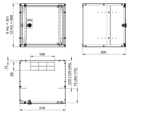 Enoc 10" Schrank 6HE, RAL 9003 weiß W10 6-3-V